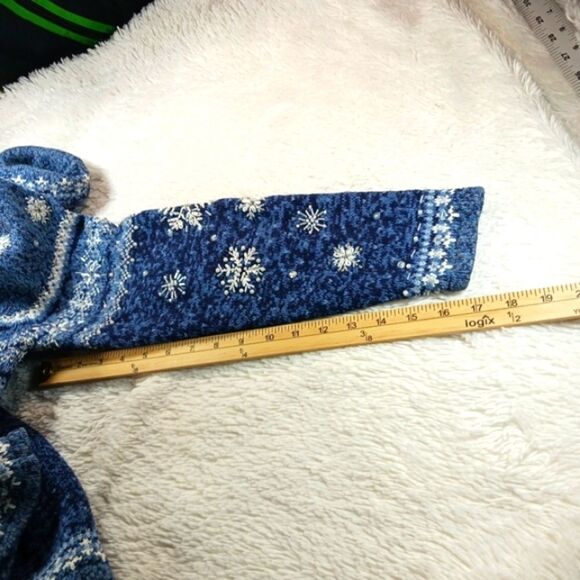 Tiara Internation 2004 Christmas Blue Snowflake Knit Zip-Up Cardigan Women's L.. - Picture 8 of 10
